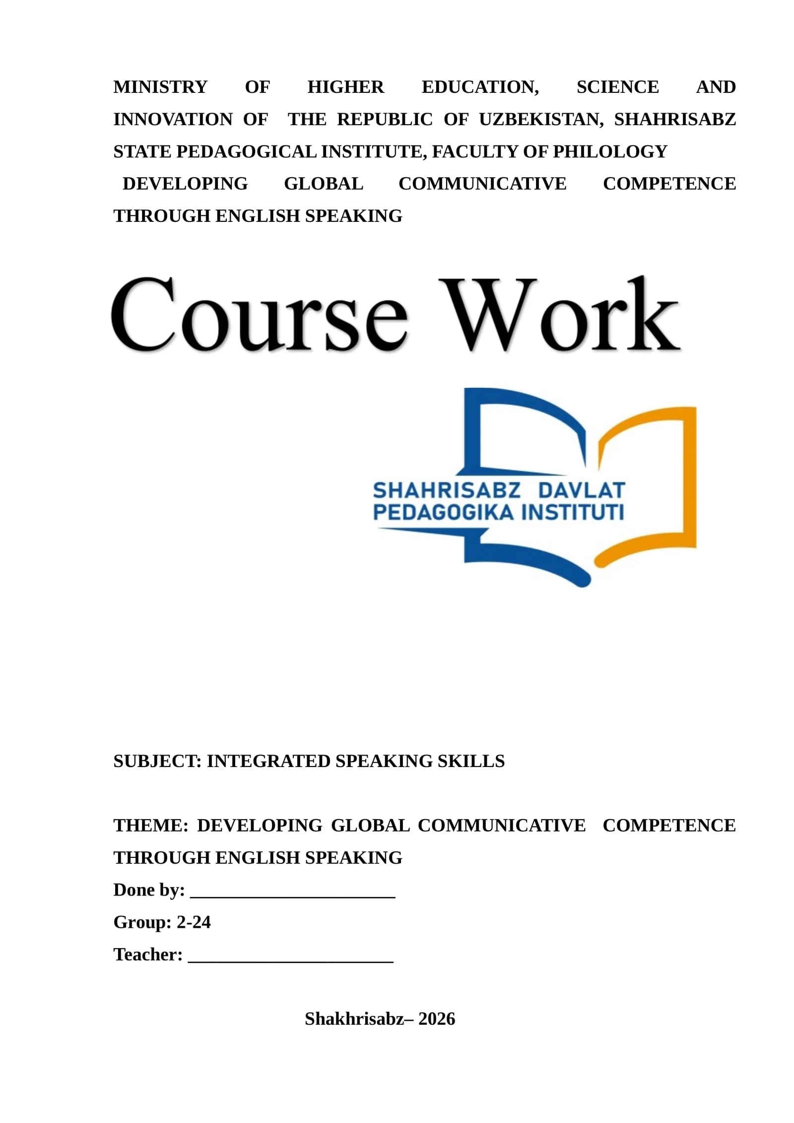 DEVELOPING GLOBAL COMMUNICATIVE COMPETENCE THROUGH ENGLISH SPEAKING