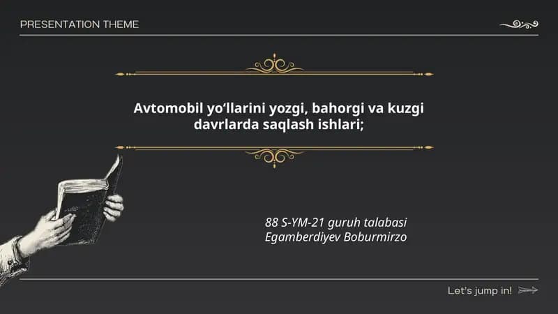 Avtomobil yo‘llarini yozgi, bahorgi va kuzgi davrlarda saqlash ishlari