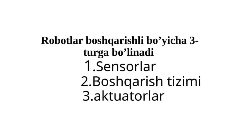 Ta'lim robotlarining xarakteristikasi