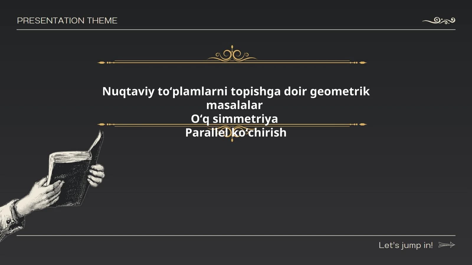 Nuqtaviy toʻplamlarni topishga doir geometrik masalalar