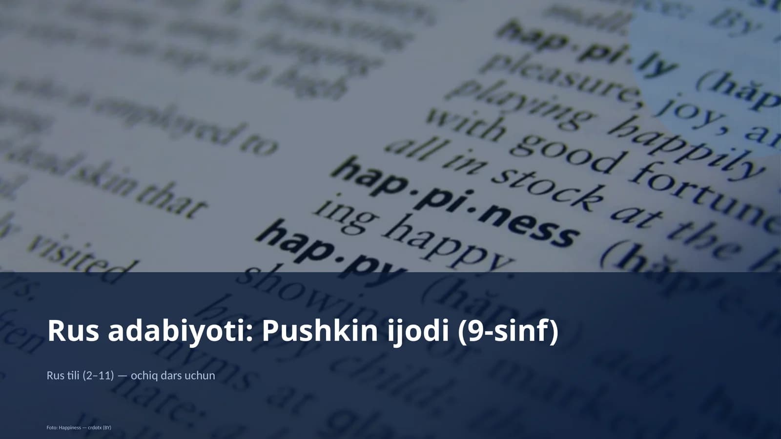 Rus adabiyoti: Pushkin ijodi (9-sinf)
