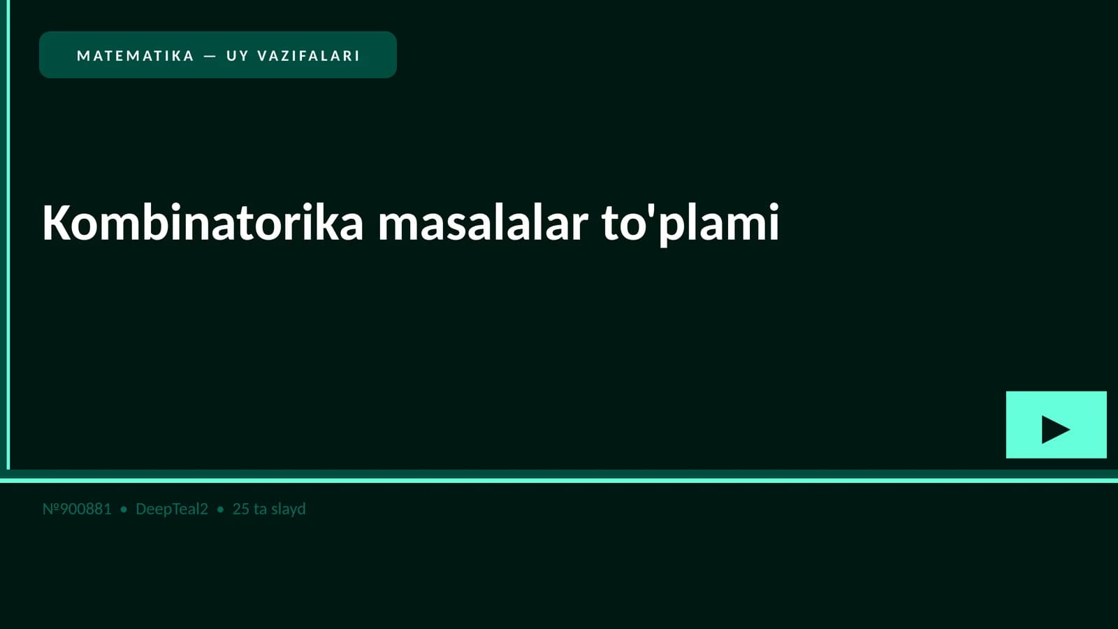 MATEMATIKA — UY VAZIFALARI