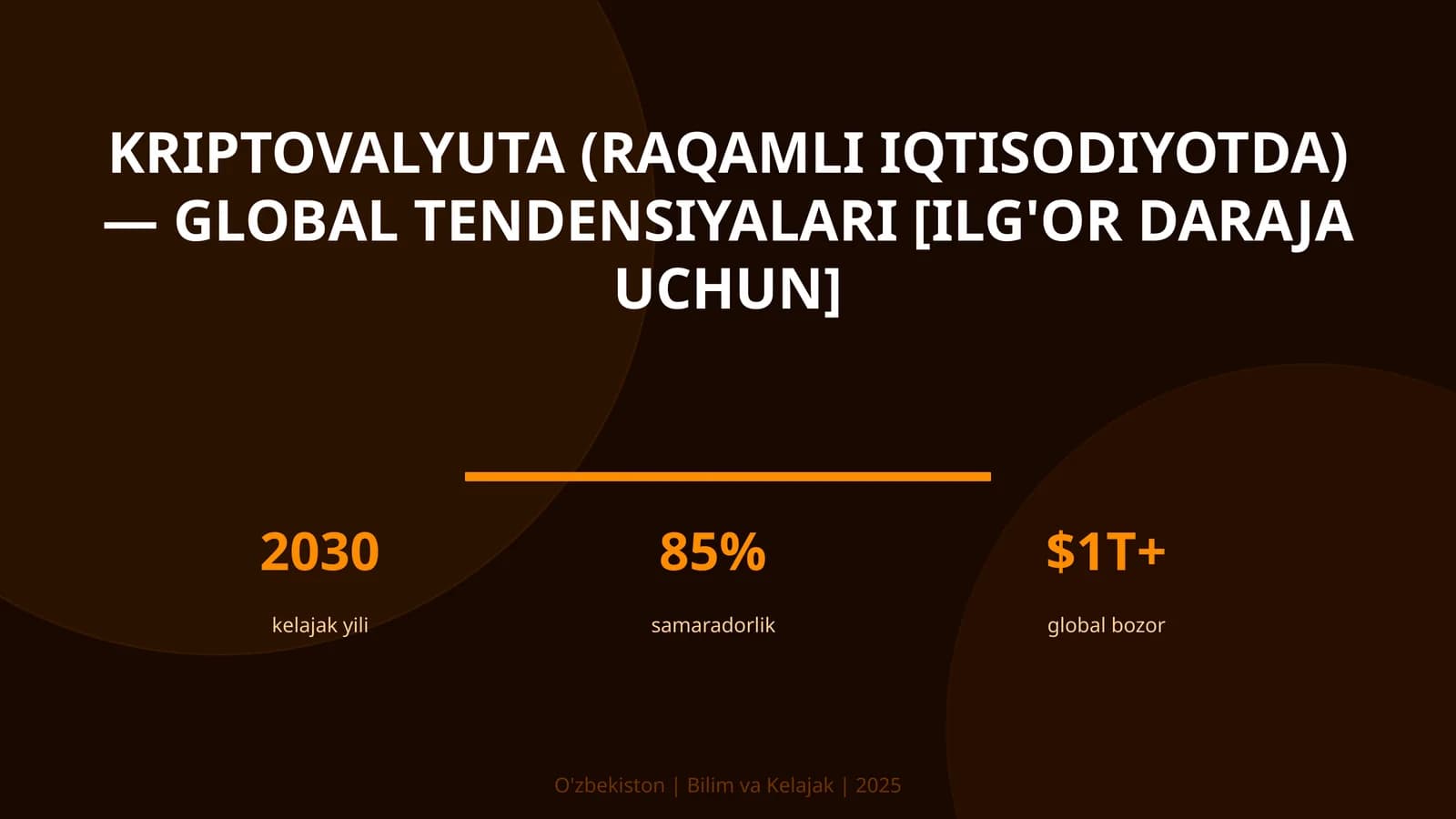 KRIPTOVALYUTA (RAQAMLI IQTISODIYOTDA) — GLOBAL TENDENSIYALARI [ILG'OR DARAJA UCHUN]