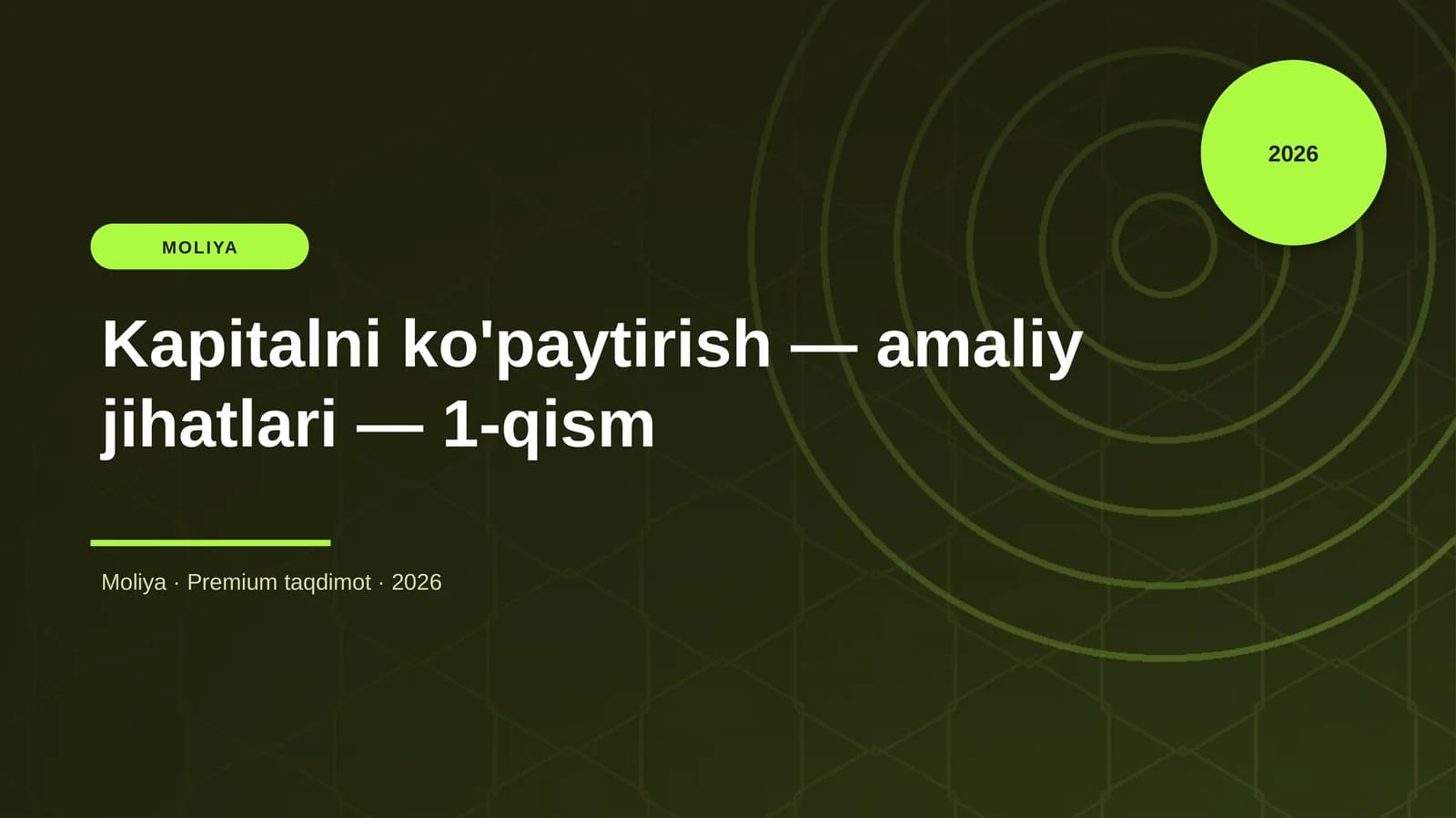 Kapitalni ko'paytirish — amaliy jihatlari — 1-qism