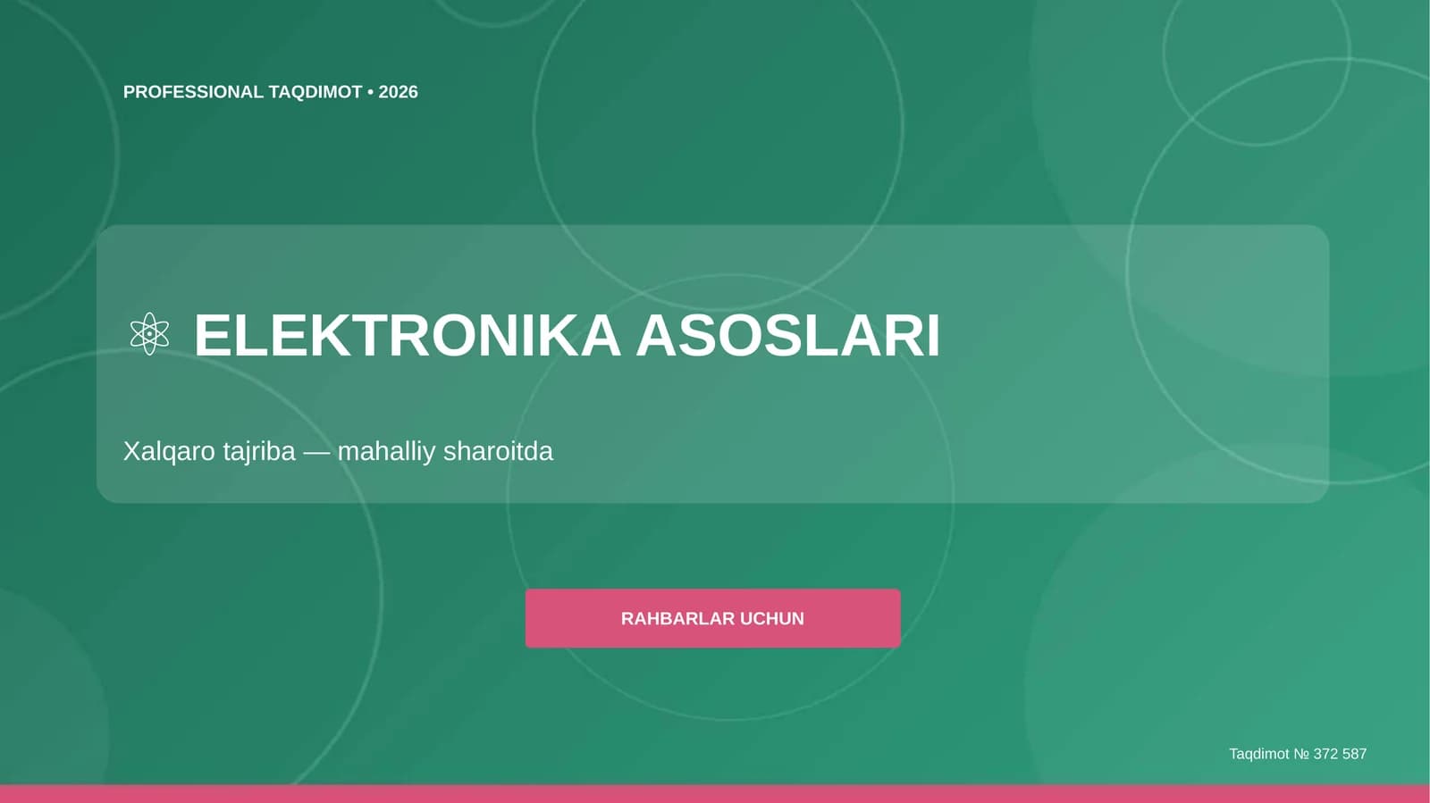 Elektronika asoslari: xalqaro tajriba (mahalliy sharoitda) [rahbarlar uchun]