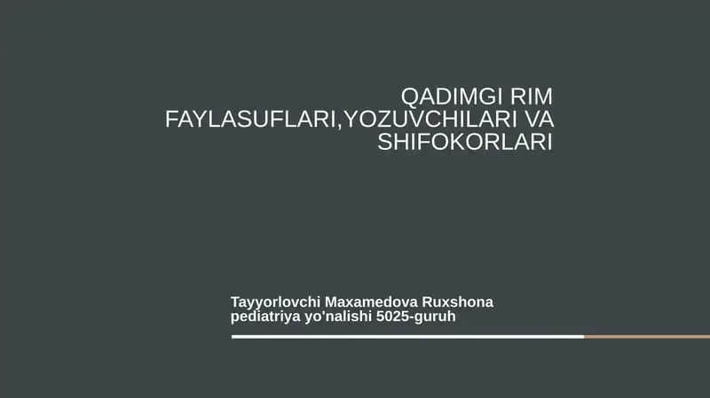 Qadimgi Rim faylasuflari, yozuvchilari va shifokorlari