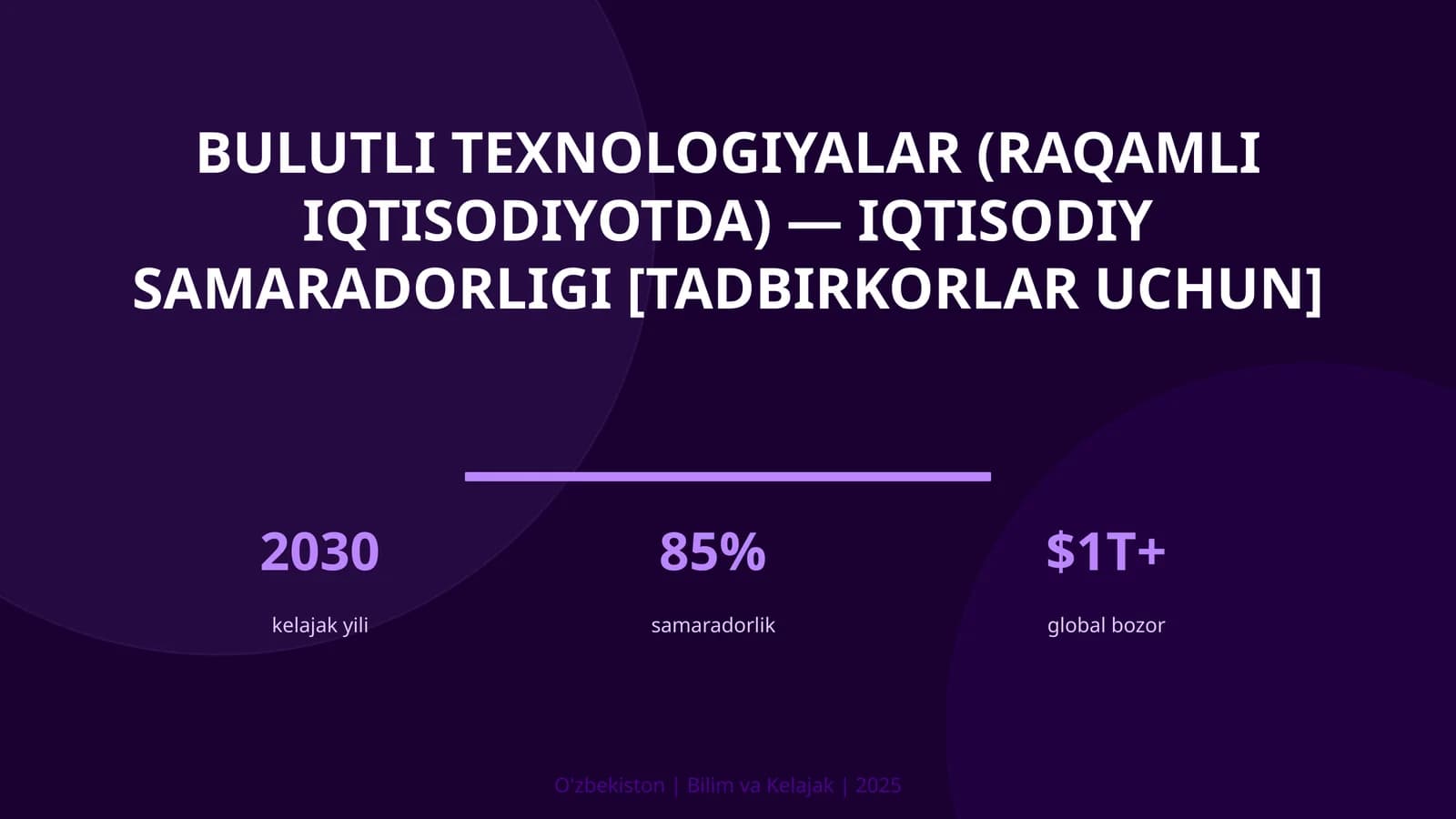 Bulutli texnologiyalar (raqamli iqtisodiyotda) — iqtisodiy samaradorligi [tadbirkorlar uchun]