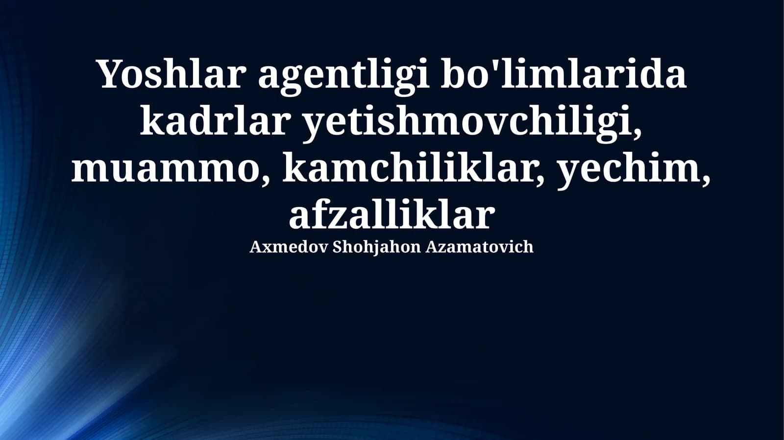 Muammo va Kamchiliklar tahlili