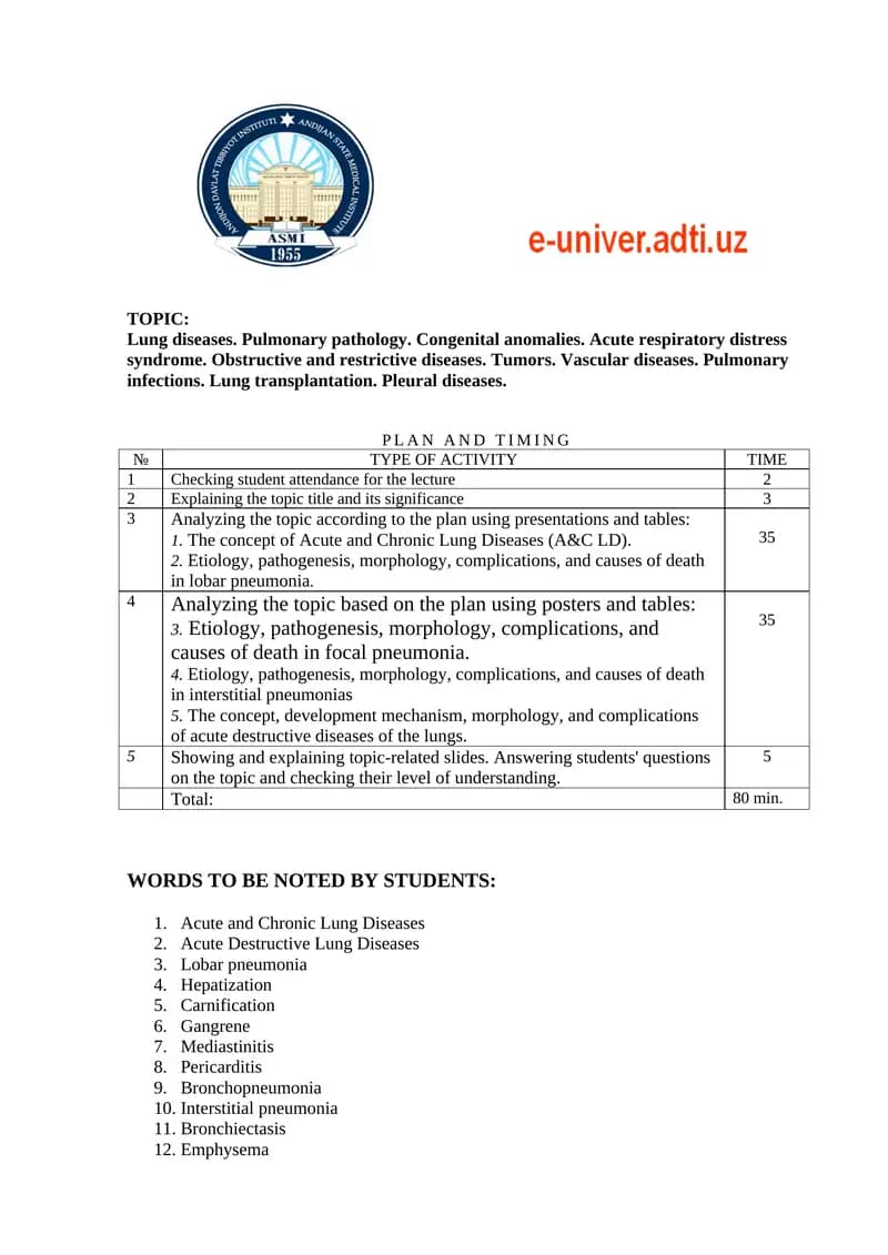 Lung Diseases Lecture Materials