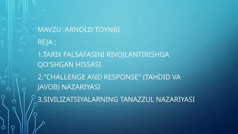 Arnold Toynbining falsafaga qoʻshgan hissasi