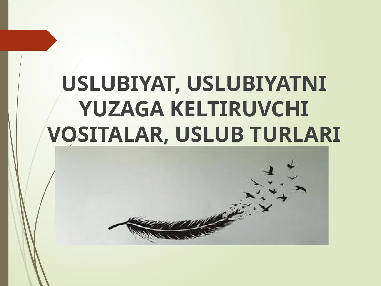 USLUBIYAT, USLUBIYATNI YUZAGA KELTIRUVCHI VOSITALAR, USLUB TURLARI