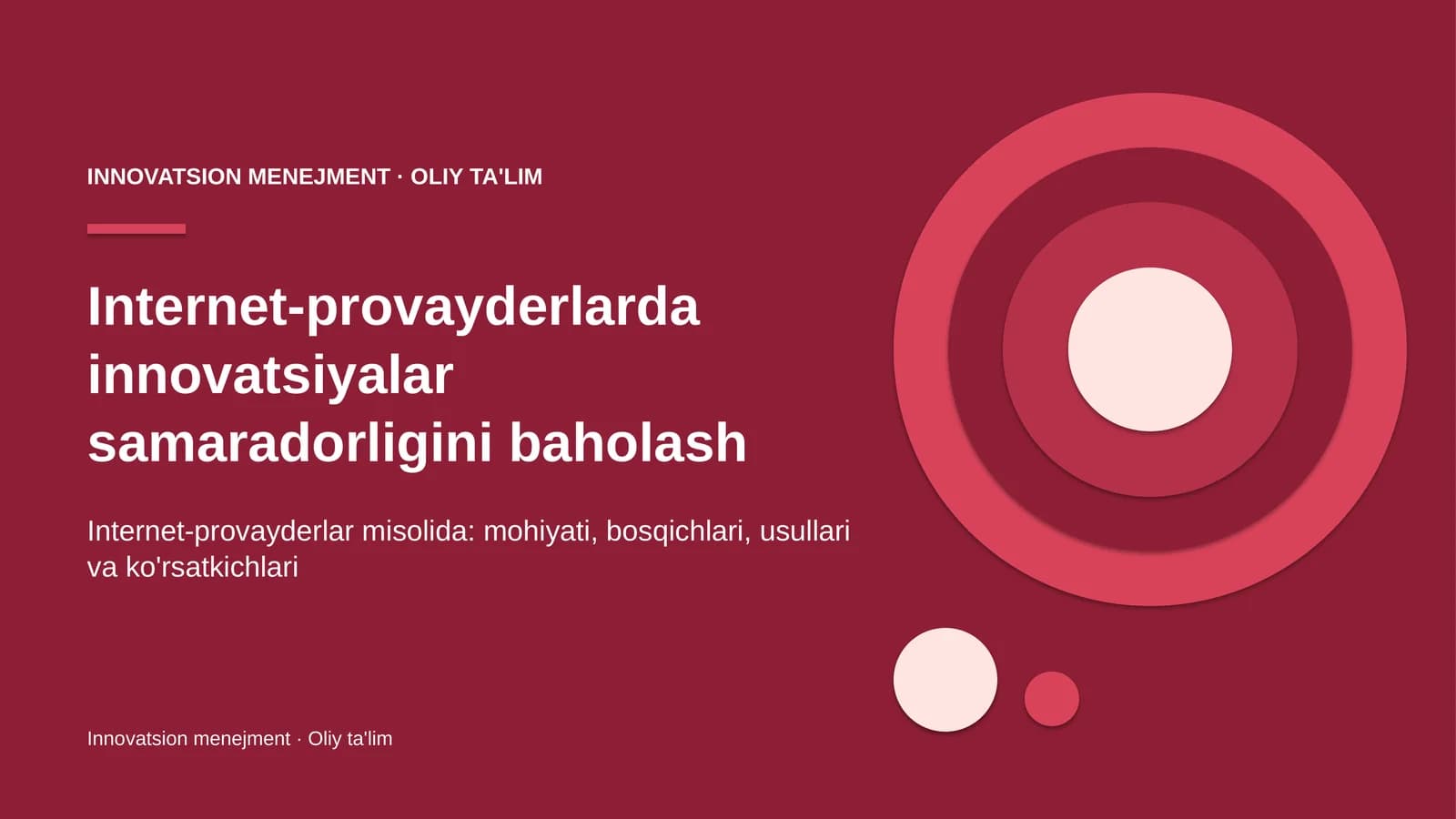 Internet-provayderlarda innovatsiyalar samaradorligini baholash