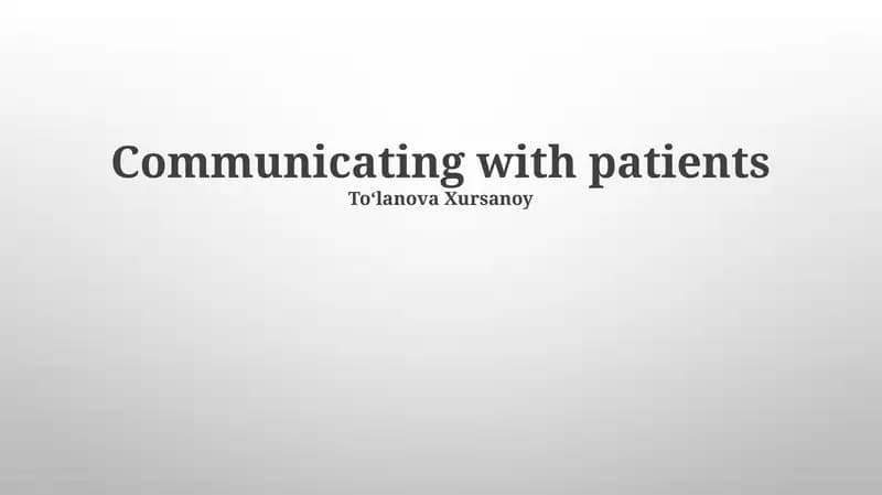 Communicating with Patients