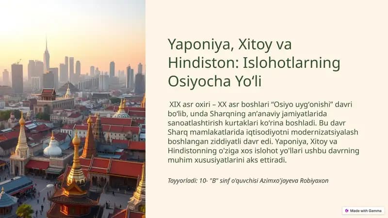 Yaponiya, Xitoy va Hindiston: Islohotlarning Osiyocha Yoʻli