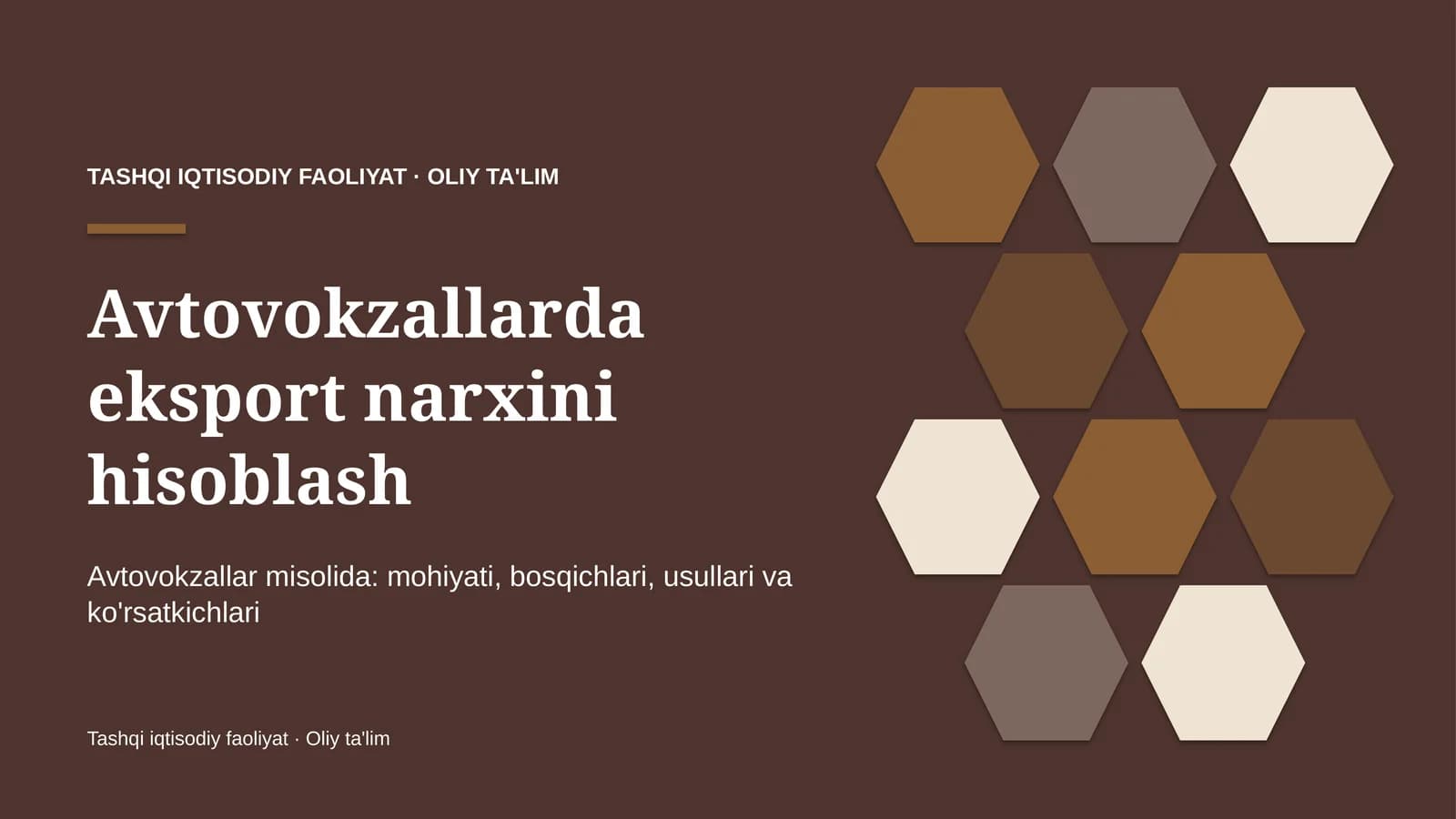 Avtovokzallarda eksport narxini hisoblash