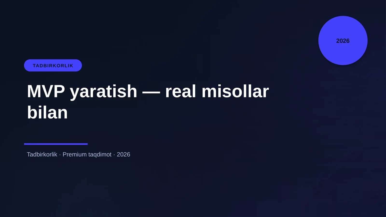 MVP yaratish — real misollar bilan