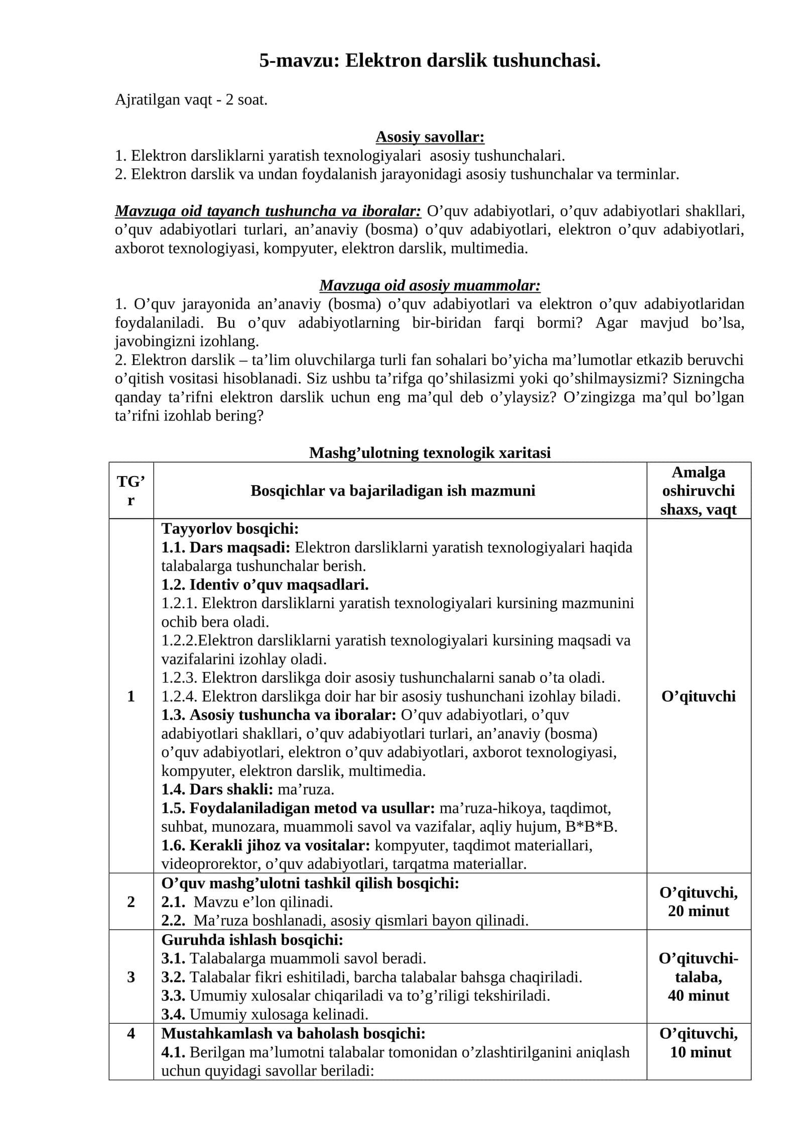 Elektron darslik tushunchasi (5-Mavzu)