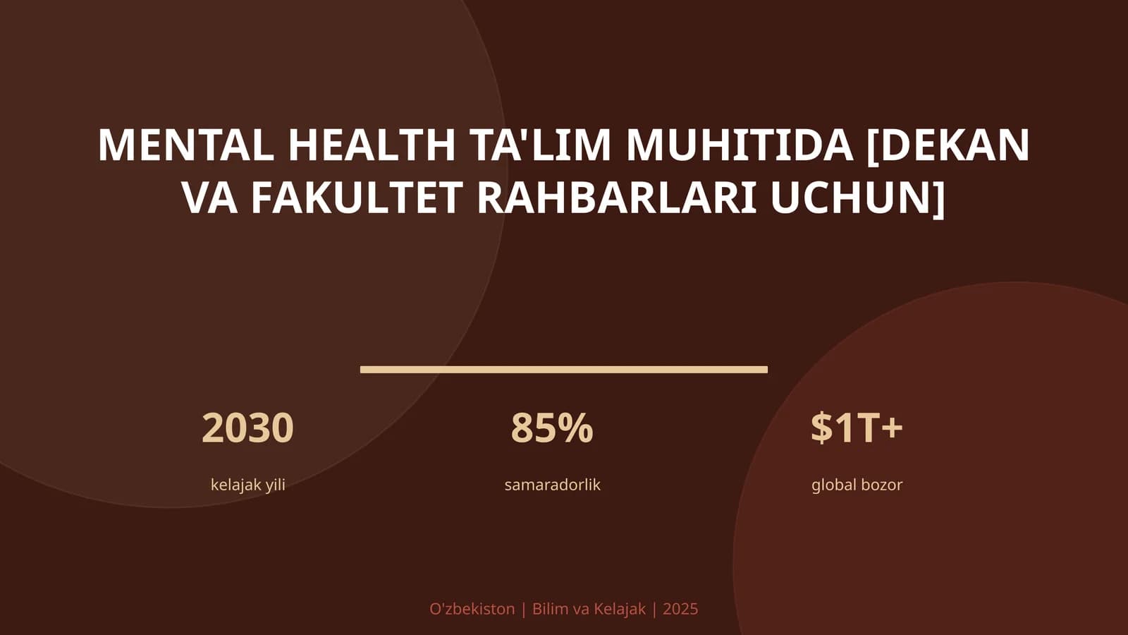 MENTAL HEALTH TA'LIM MUHITIDA [DEKAN VA FAKULTET RAHBARLARI UCHUN]