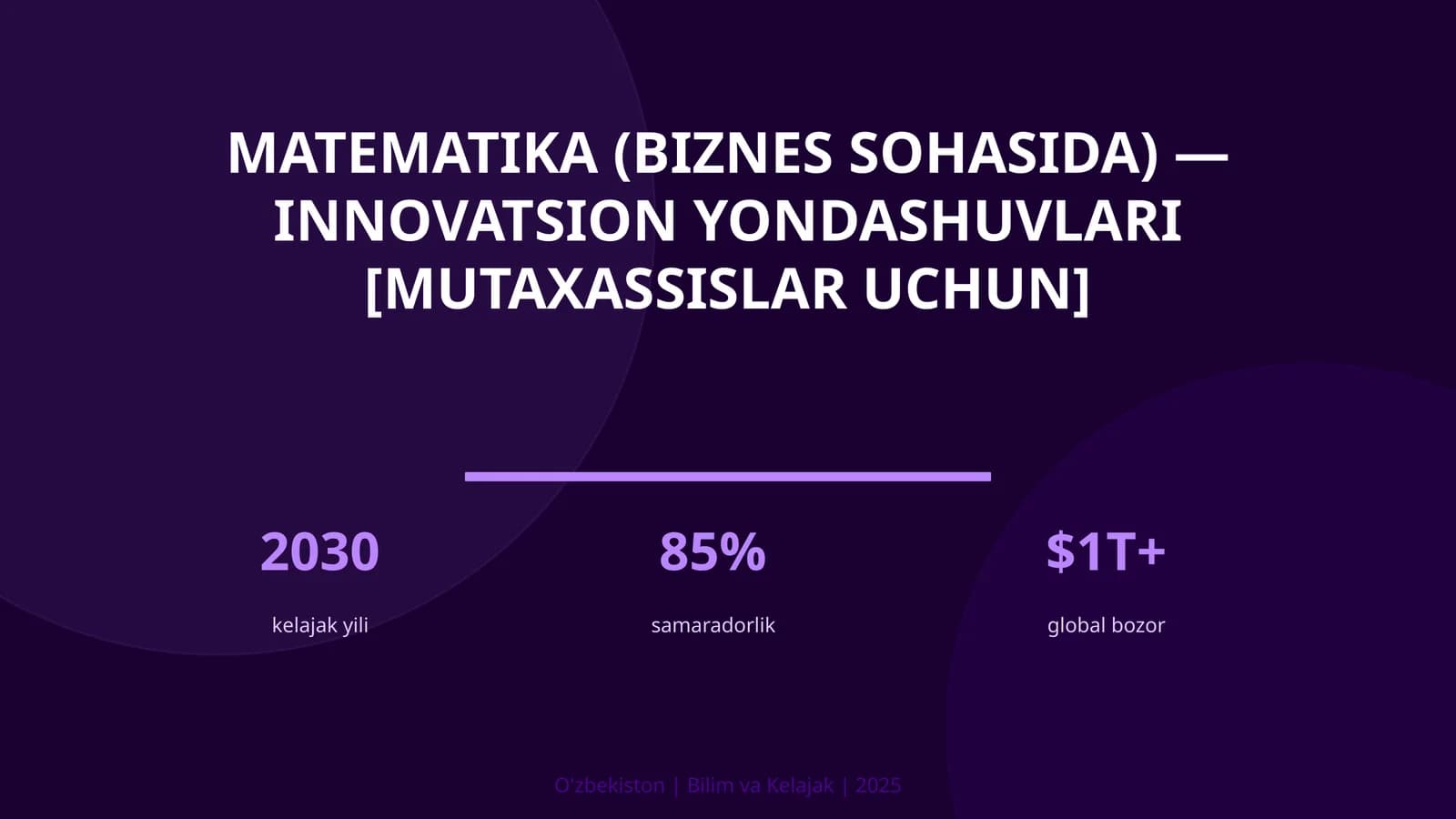 Matematika (biznes sohasida) — innovatsion yondashuvlari [mutaxassislar uchun]
