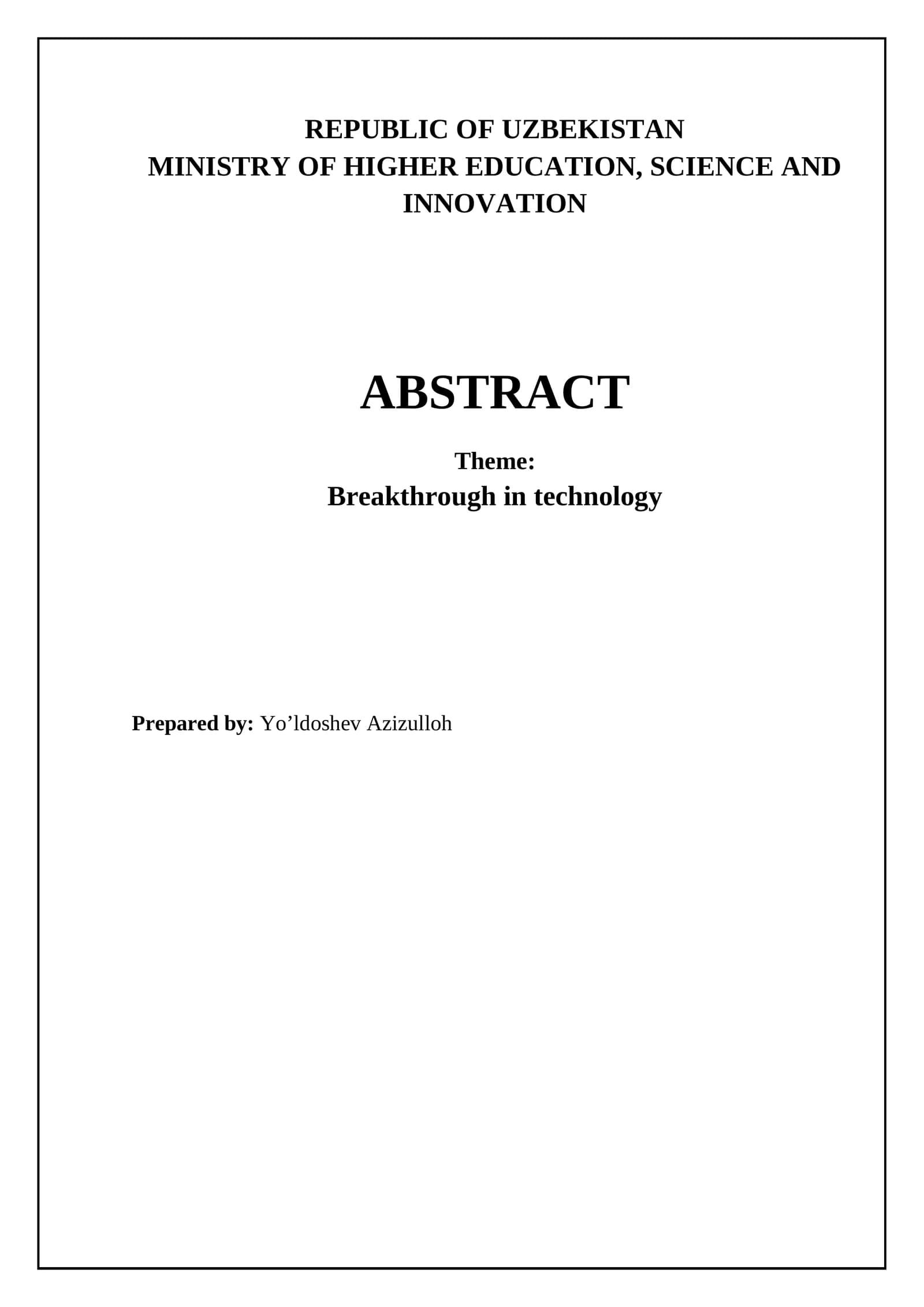 Breakthrough in Technology