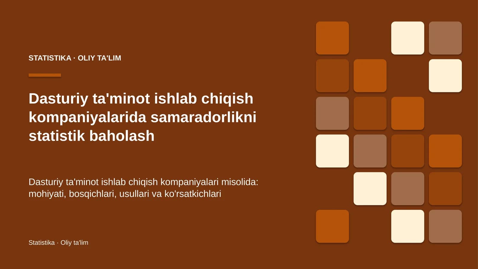 dasturiy ta'minot ishlab chiqish kompaniyalarida samaradorlikni statistik baholash 4918