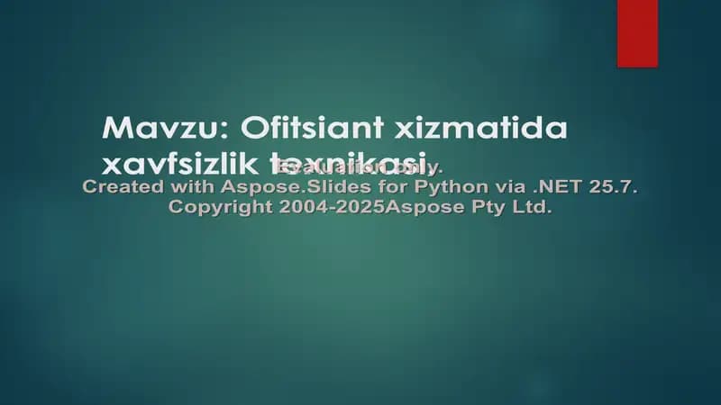 Ofitsiant xizmatida xavfsizlik texnikasi