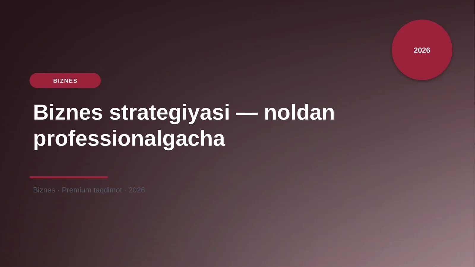 Biznes strategiyasi — noldan professionalgacha
