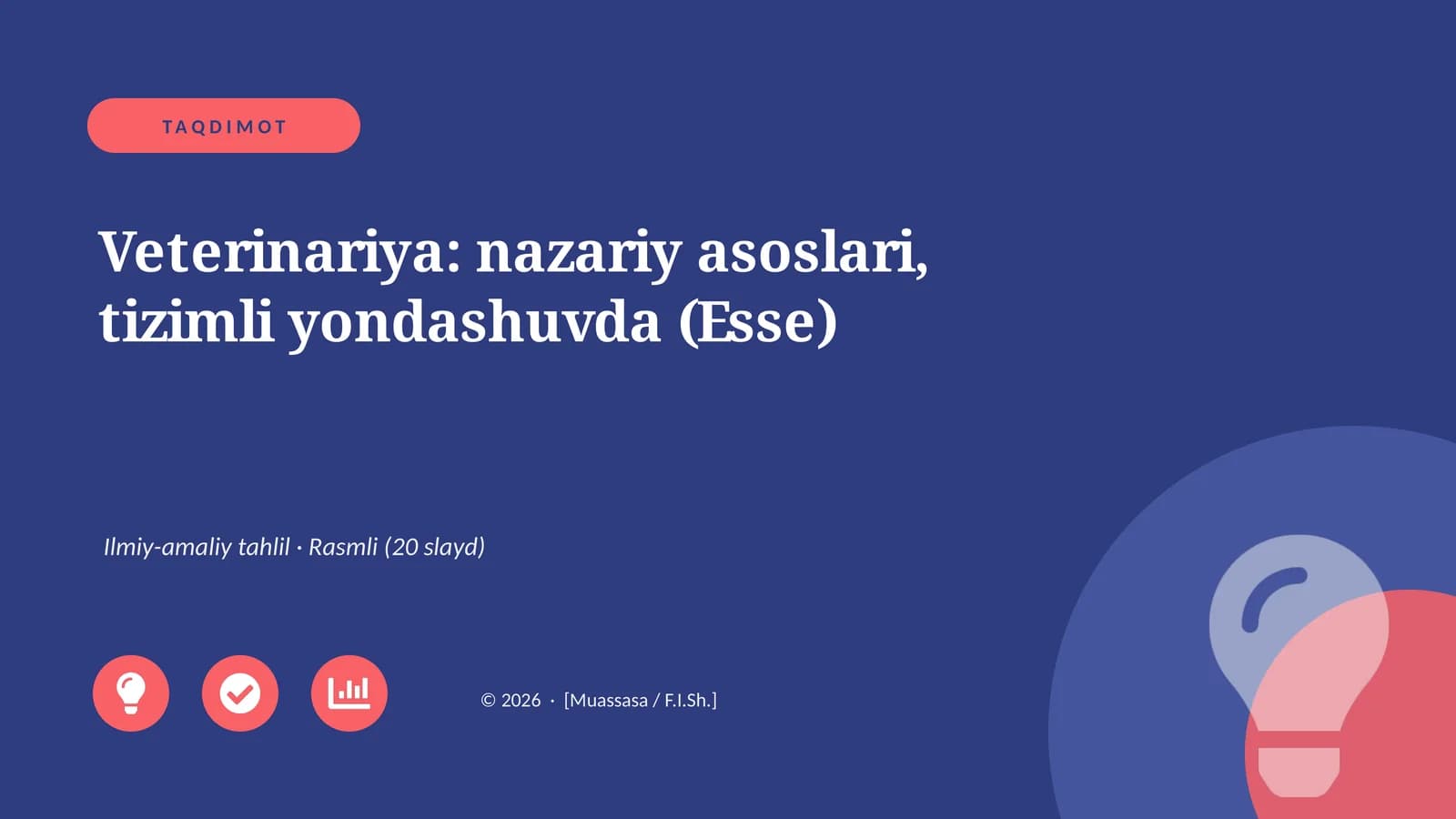 Veterinariya: nazariy asoslari, tizimli yondashuvda (Esse)