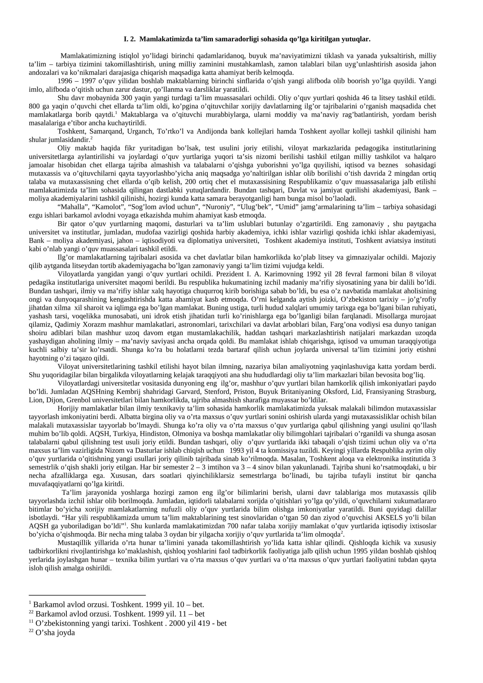 O'quv dasturiy ta'minoti