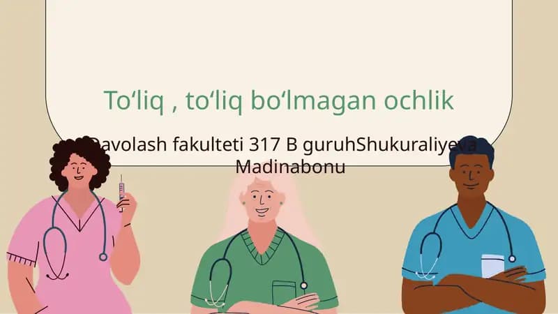 Toʻliq, toʻliq boʻlmagan ochlik