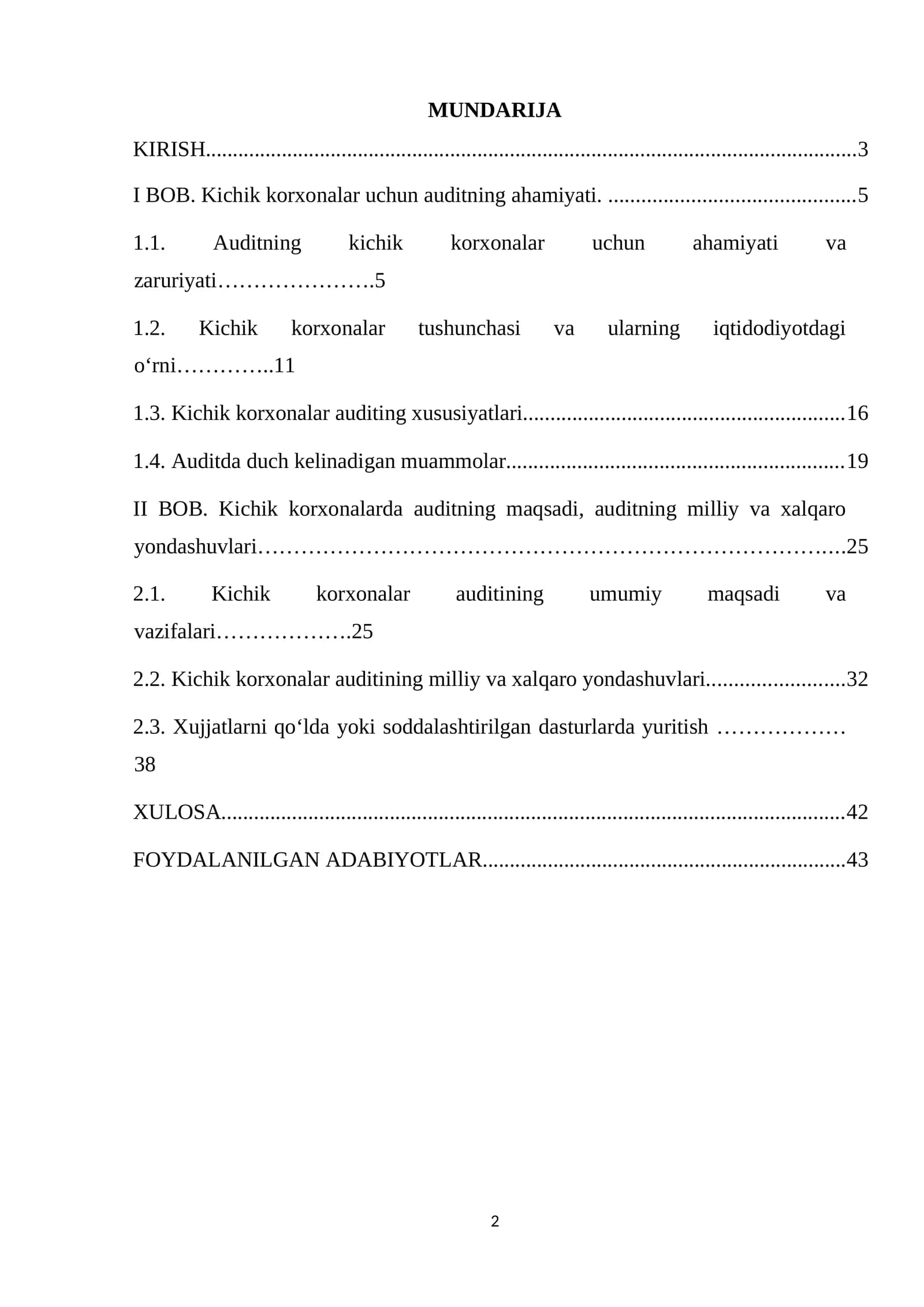 Kichik korxonalar auditing xususiyati