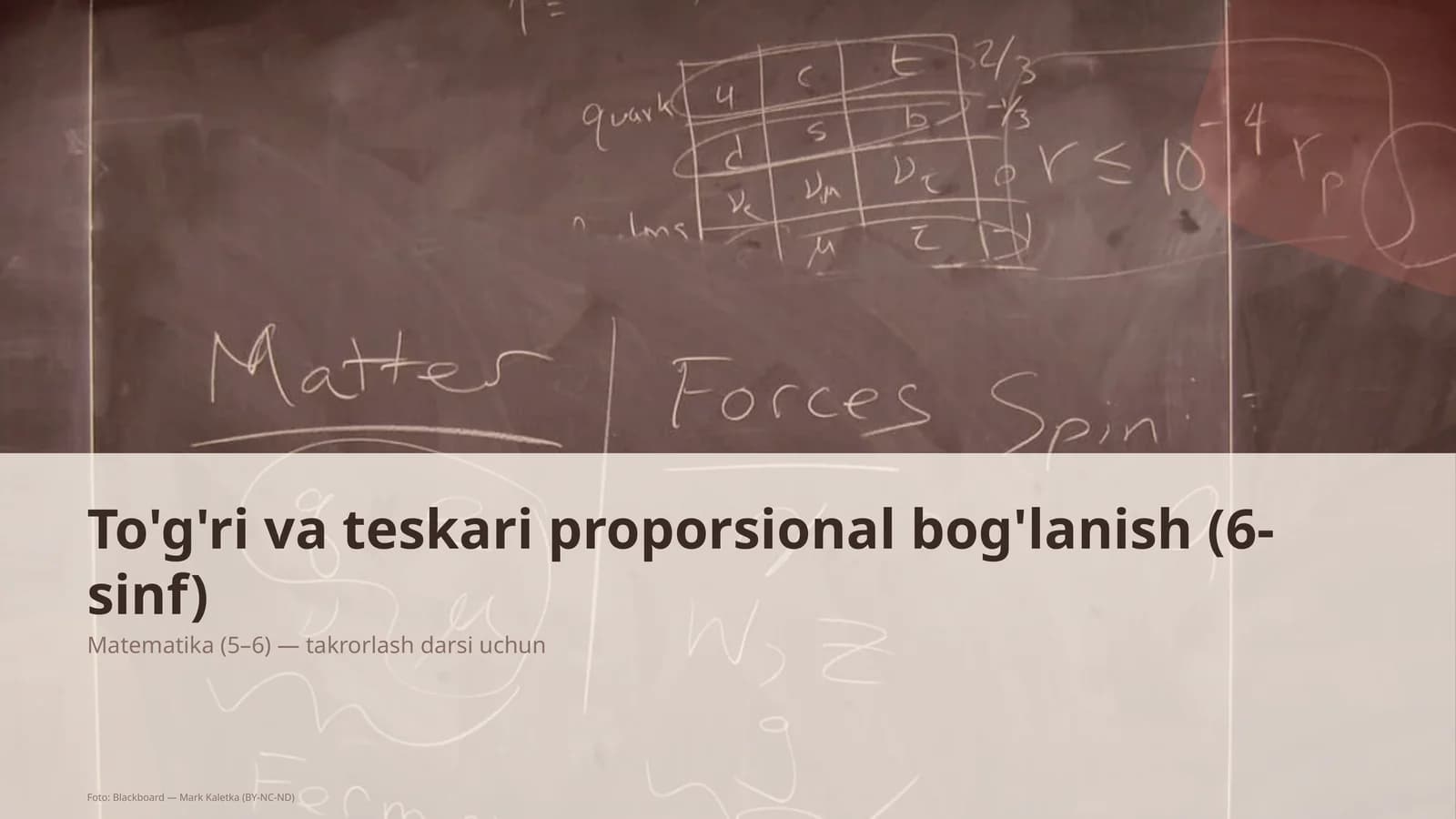 To'g'ri va teskari proporsional bog'lanish (6-sinf)