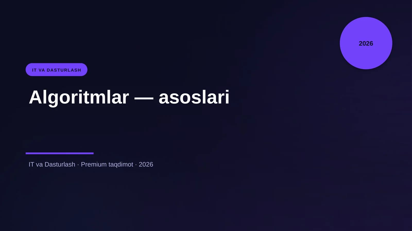 Algoritmlar — asoslari