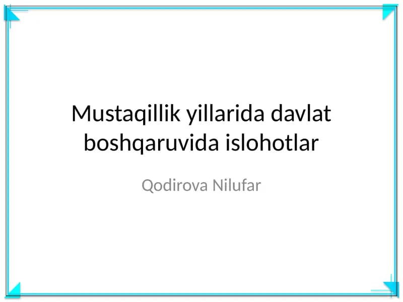 Mustaqillik yillarida davlat boshqaruvida islohotlar