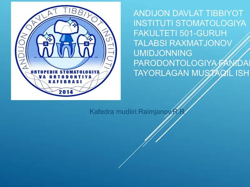 Paradontologiya fanidan ta'lim kitobi