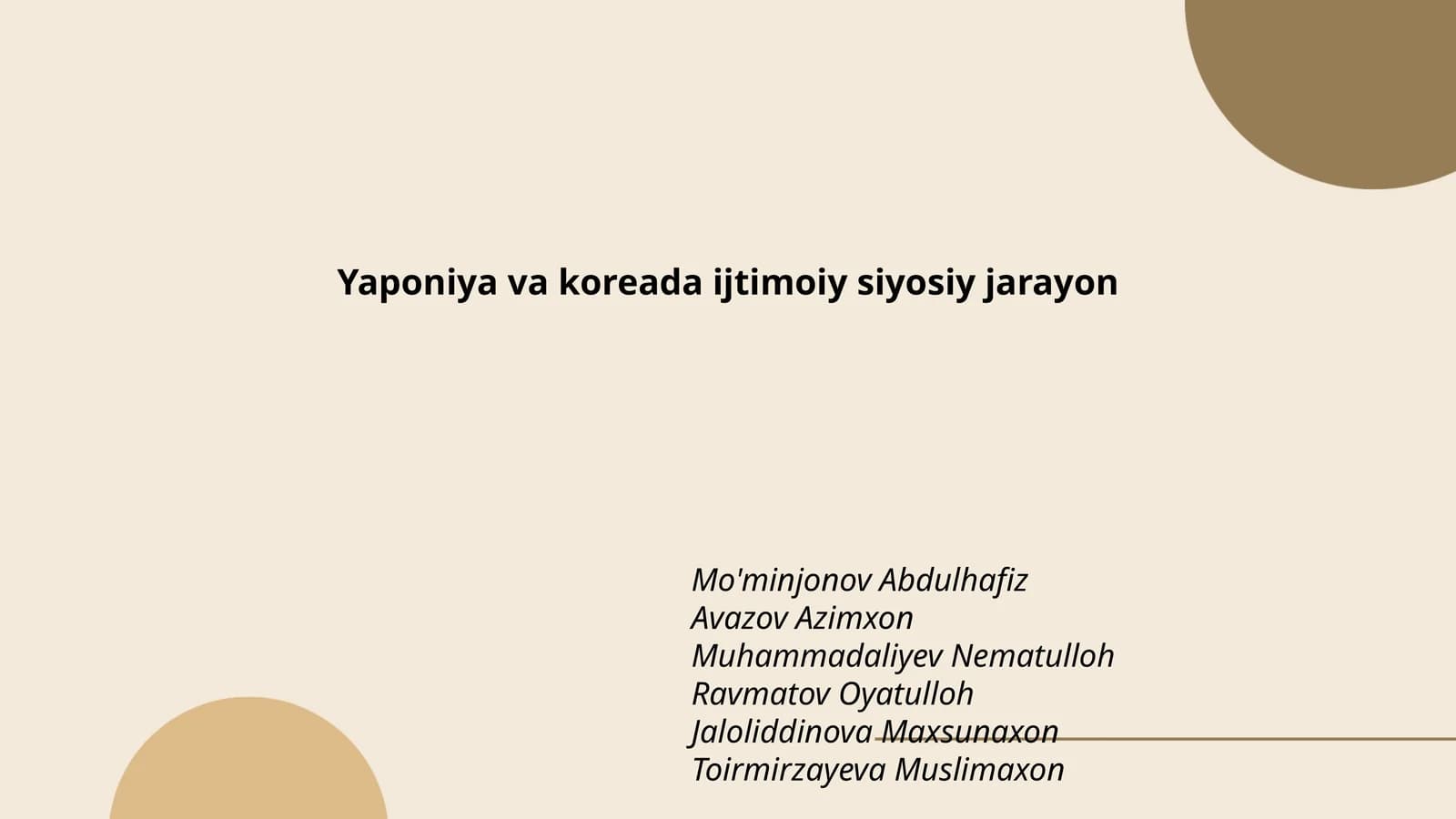 Yaponiya va koreada ijtimoiy siyosiy jarayon