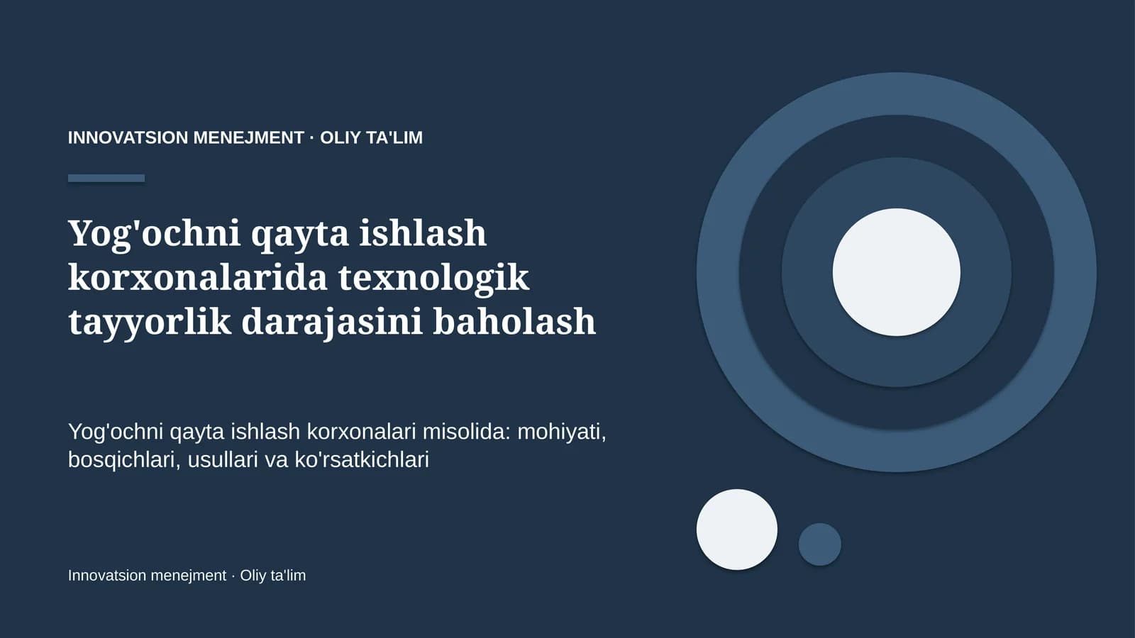 Yog'ochni qayta ishlash korxonalarida texnologik tayyorlik darajasini baholash
