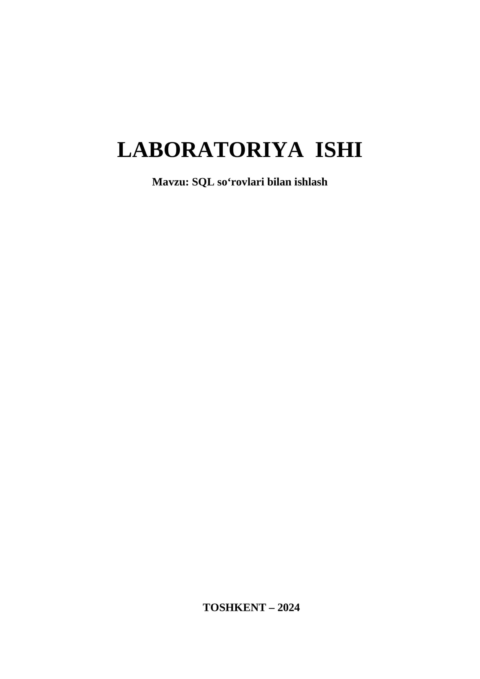 SQL so‘rovlari bilan ishlash