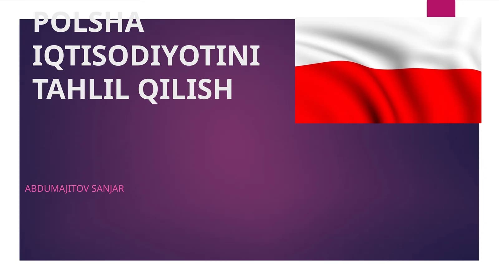 POLSHA IQTISODIYOT INITAHLIL QILISH