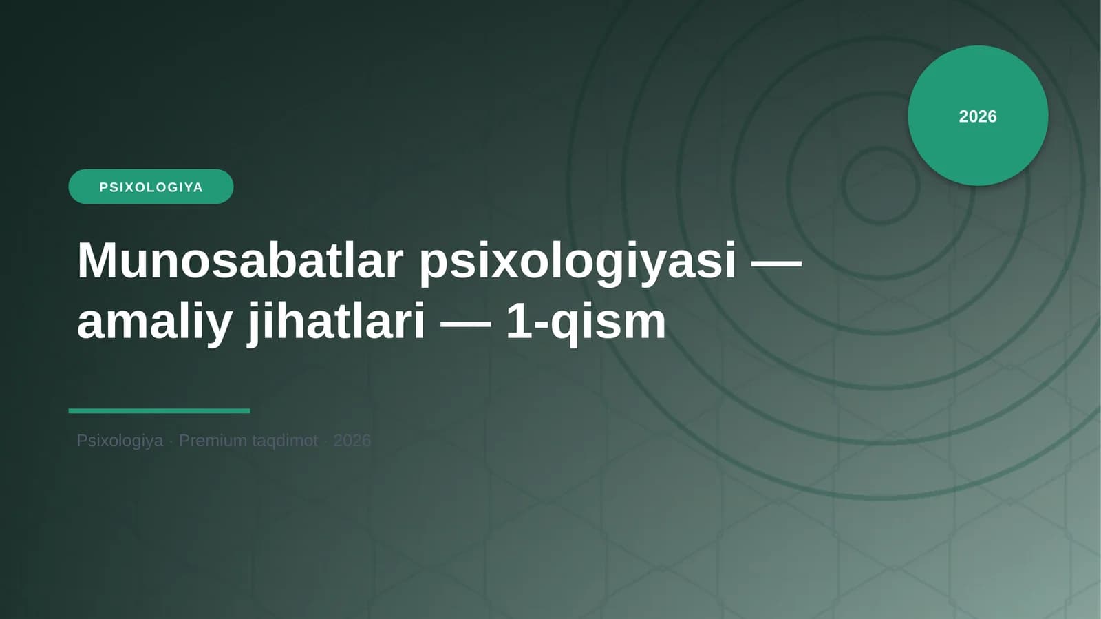 Munosabatlar psixologiyasi — amaliy jihatlari — 1-qism
