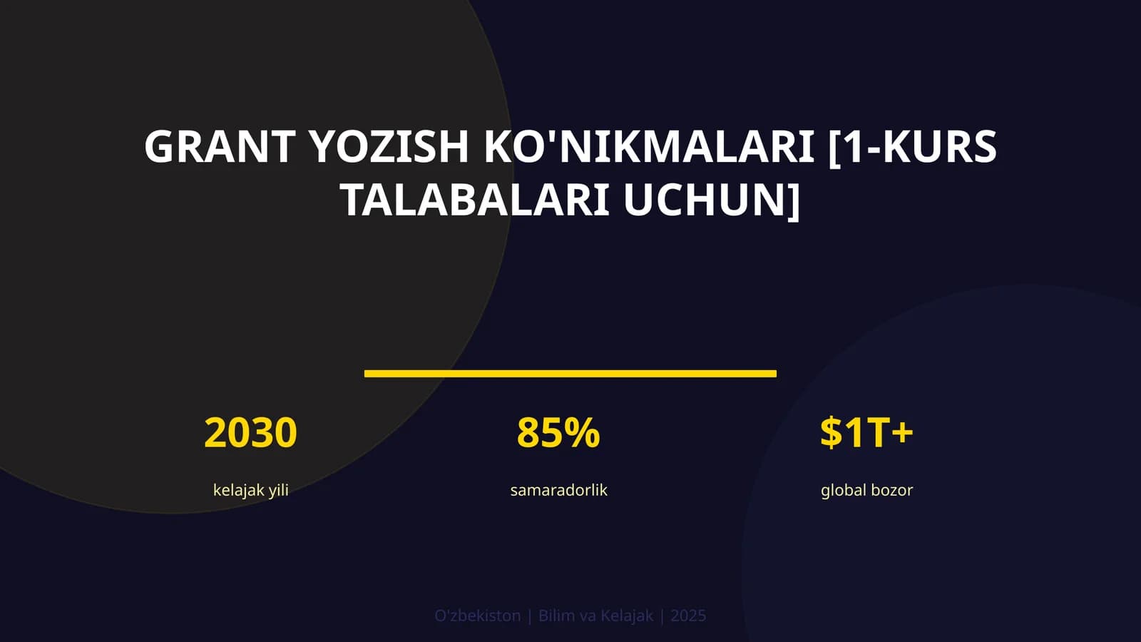 Grant yozish ko'nikmalari [1-KURS TALABALARI UCHUN]