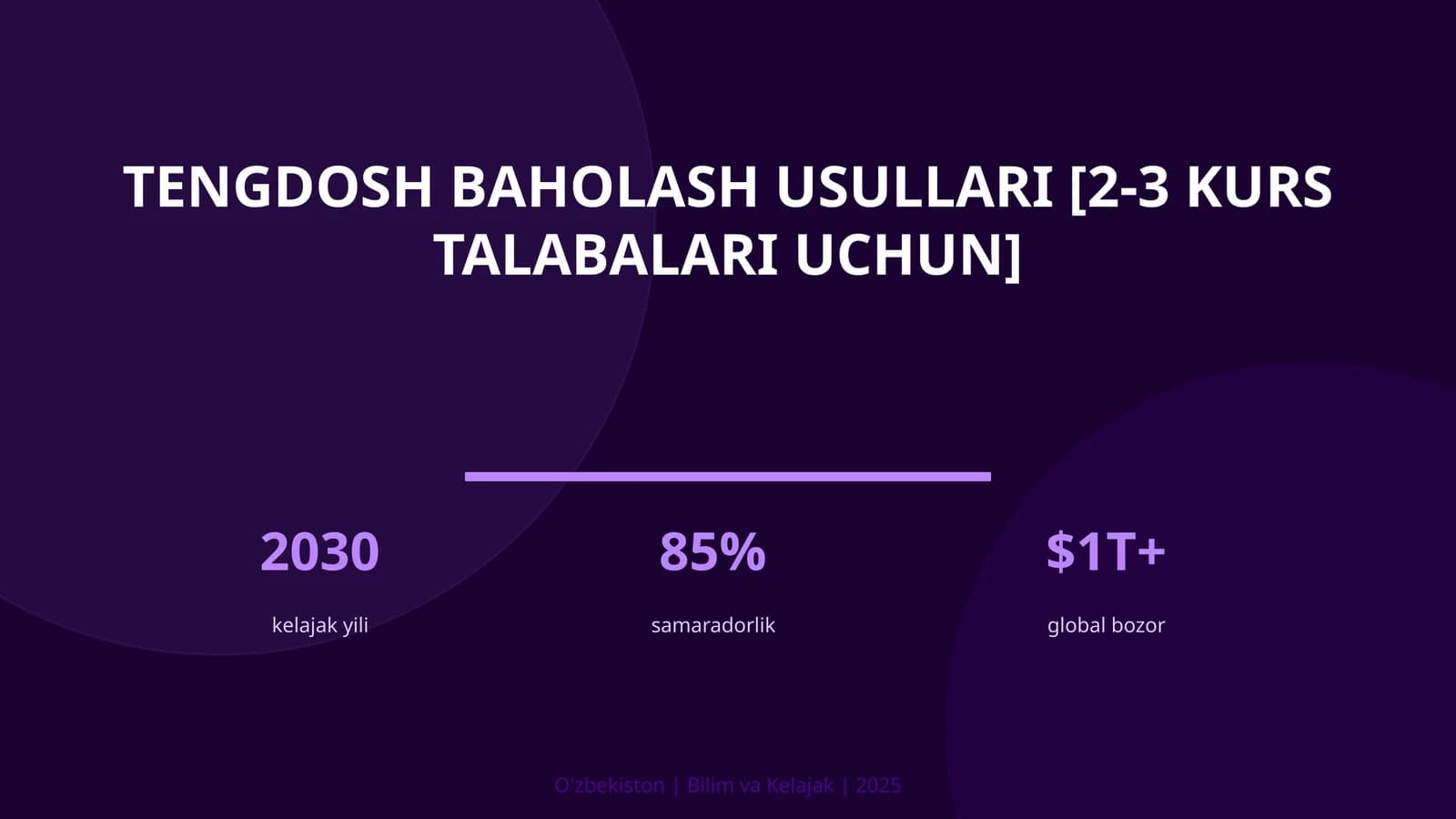 Tengdosh baholash usullari [2-3 kurs talabalari uchun]