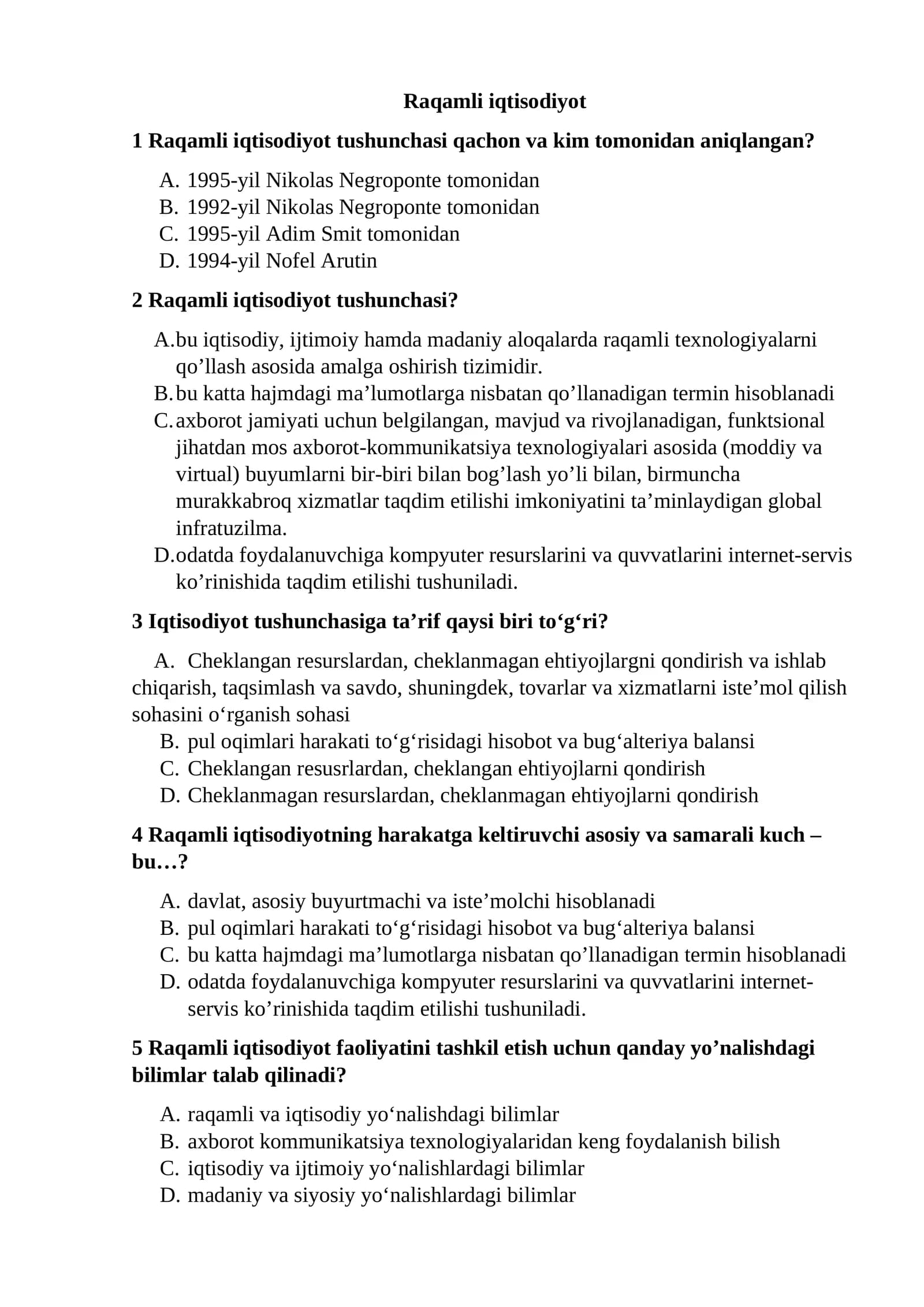 Raqamli iqtisodiyot