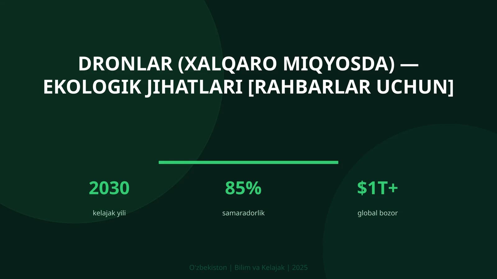 DRONLAR (XALQARO MIQYOSDA) — EKOLOGIK JIHATLARI [RAHBARLAR UCHUN]