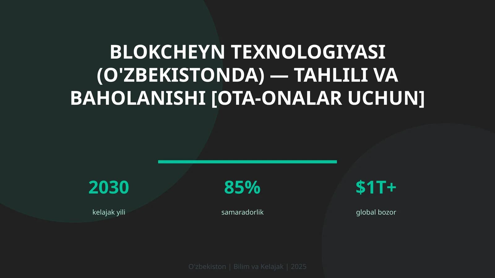 Blokcheyn texnologiyasi (O'zbekistonda) — tahlili va baholanishi [ota-onalar uchun]
