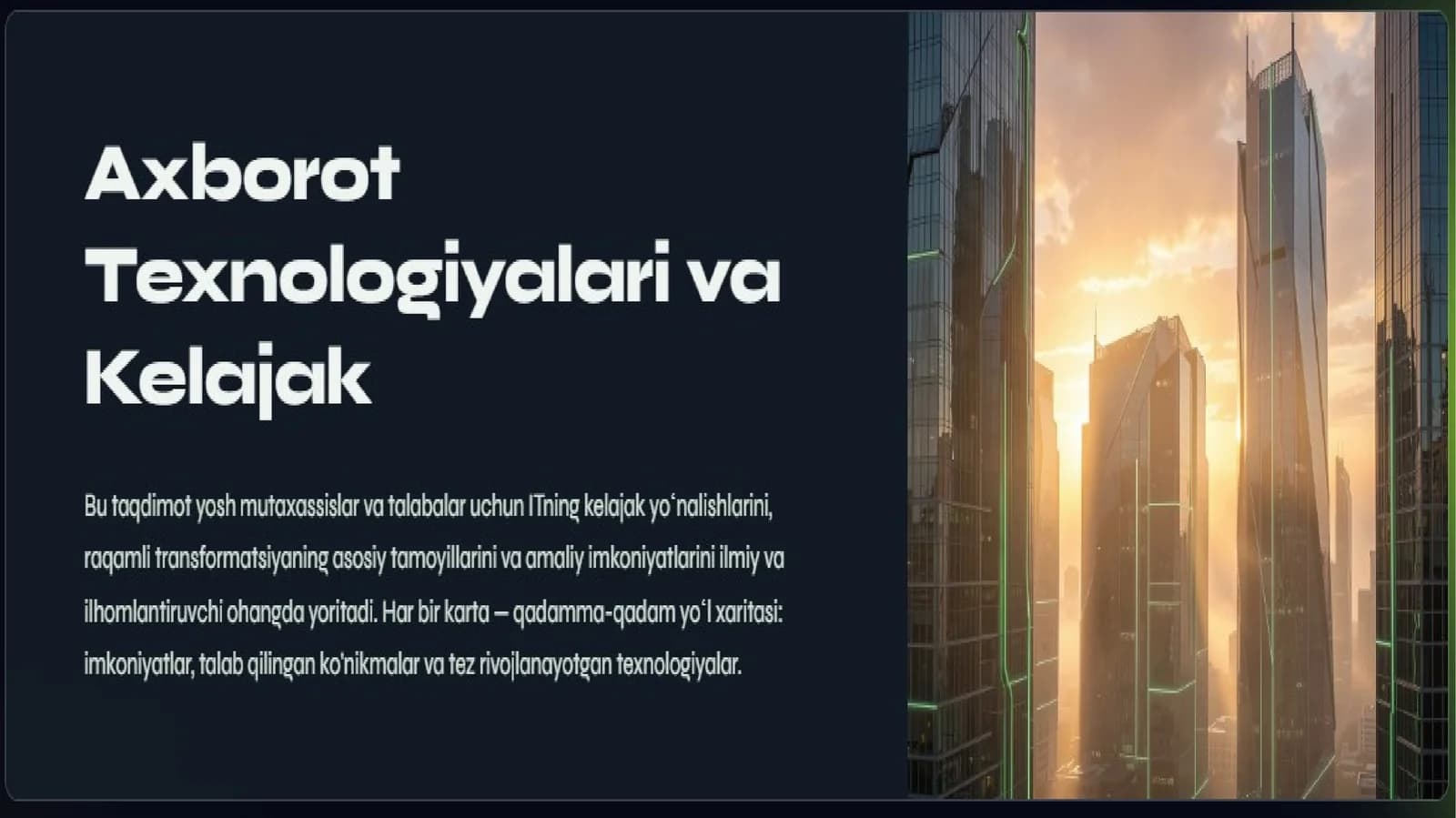 Axborot Texnologiyalari va Kelajak | Premium PowerPoint Taqdimot (Slayd)