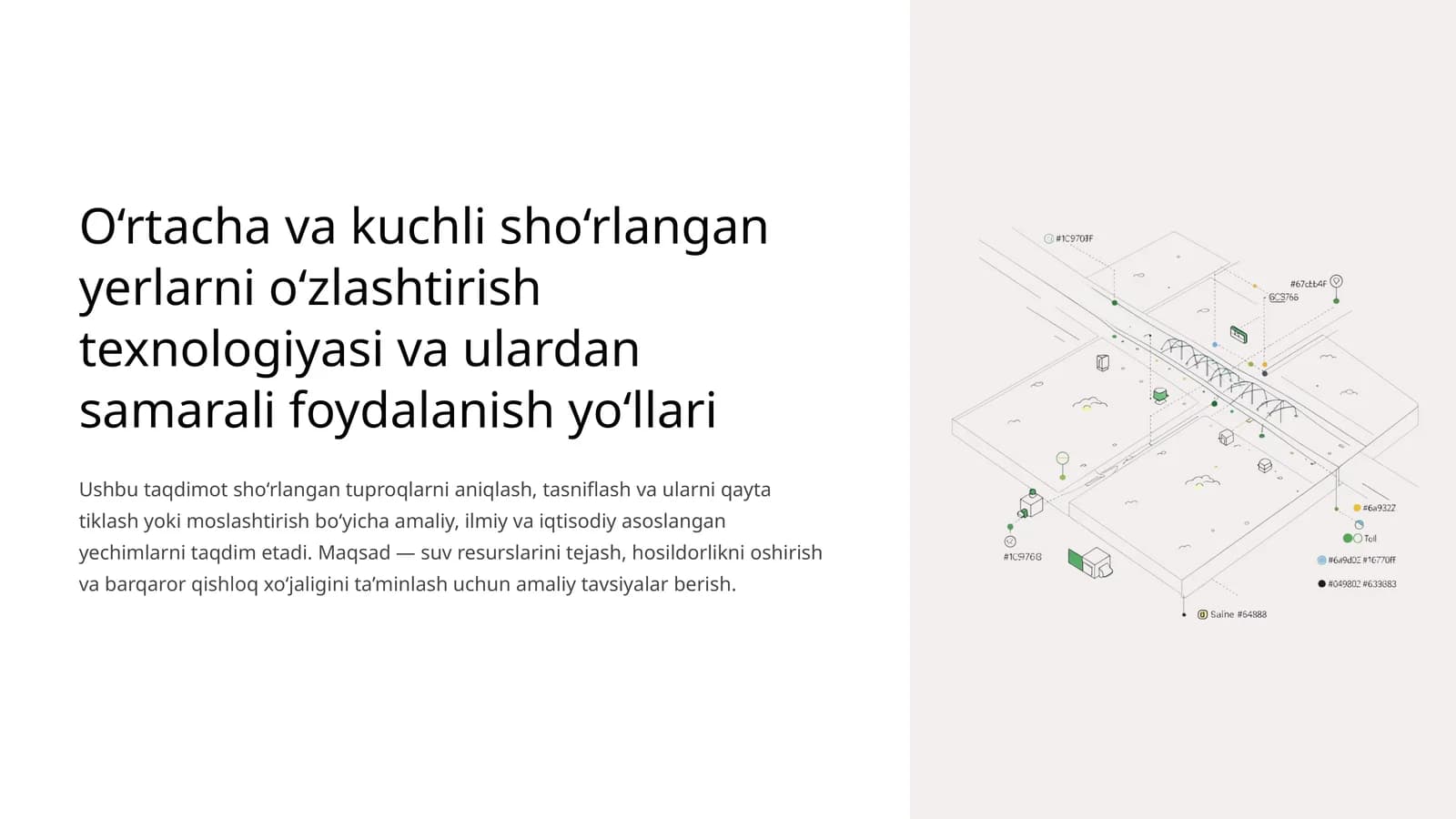 O‘rtacha va kuchli sho‘rlangan yerlarni o‘zlashtirish texnologiyasi va ulardan samarali foydalanish yo‘llari