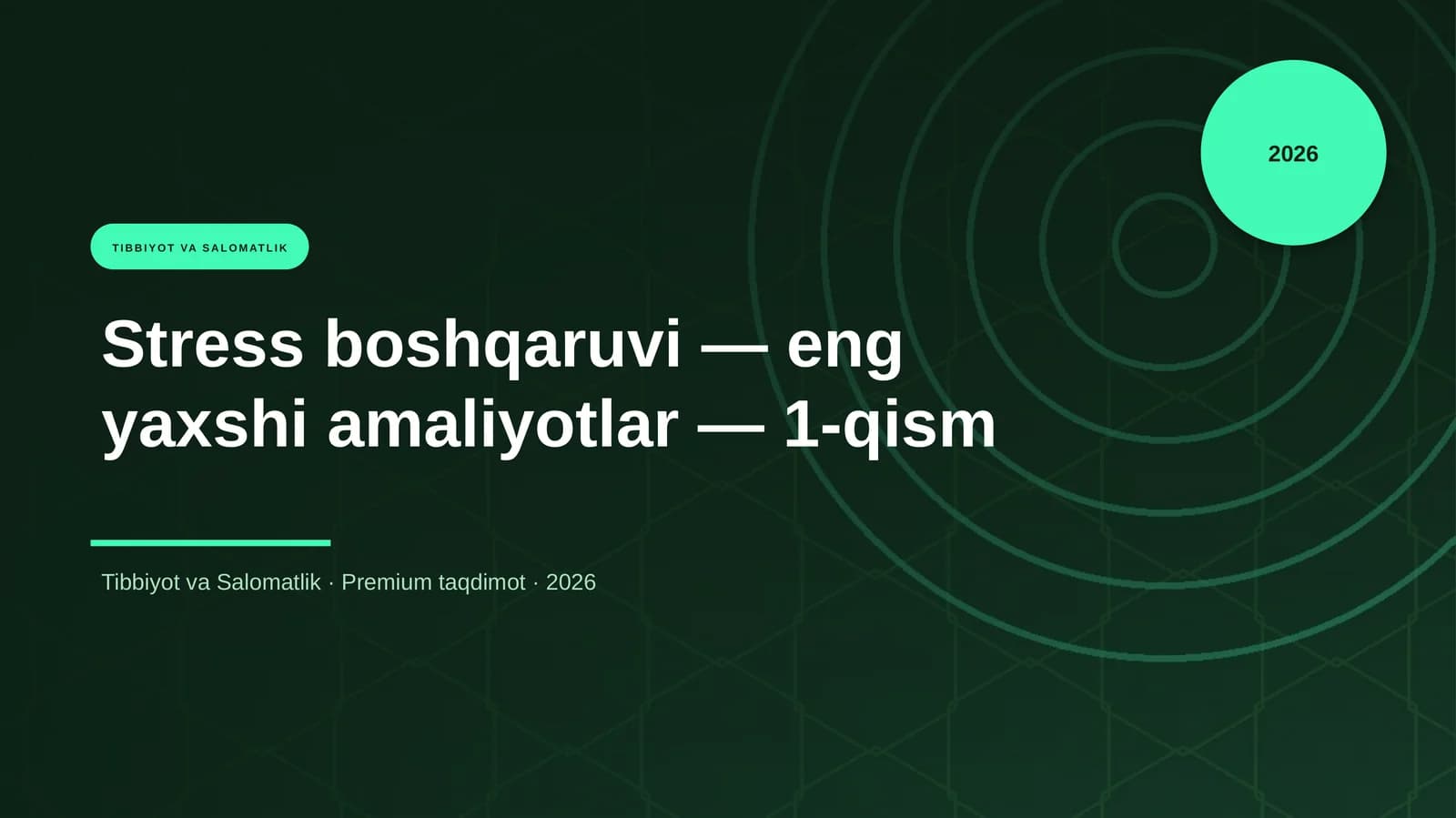 Stress boshqaruvi — eng yaxshi amaliyotlar — 1-qism