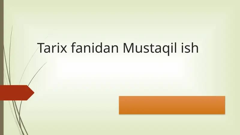 Tarix fanidan Mustaqil taʼlim