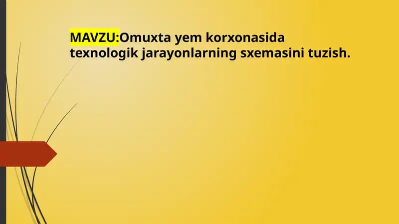 Omuxta yem korxonasida texnologik jarayonlarning sxemasini tuzish.